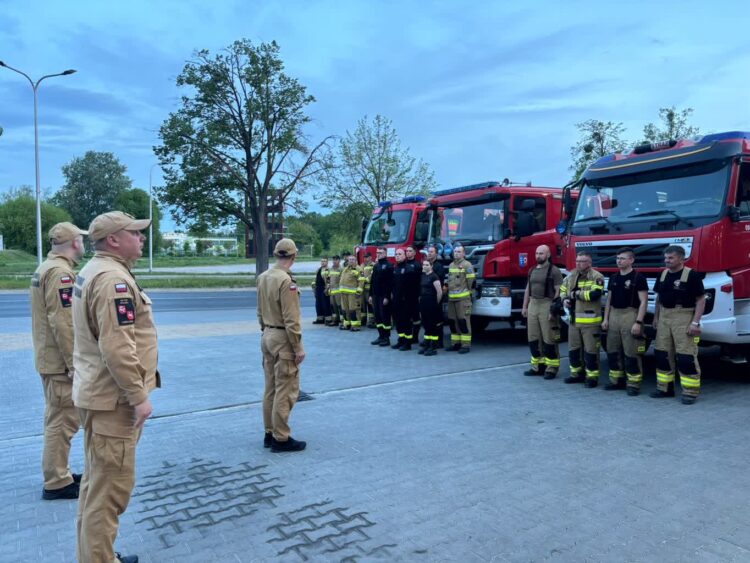 Strażacy z powiatu puławskiego ruszyli na pomoc w walce z pożarem lasu w powiecie biłgorajskim [ZDJĘCIA]